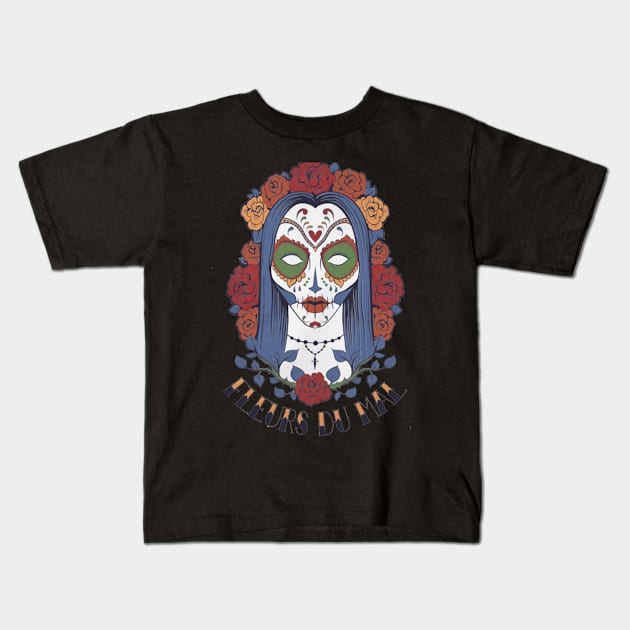 Fleurs Du Mal Kids T-Shirt by asokabudaya